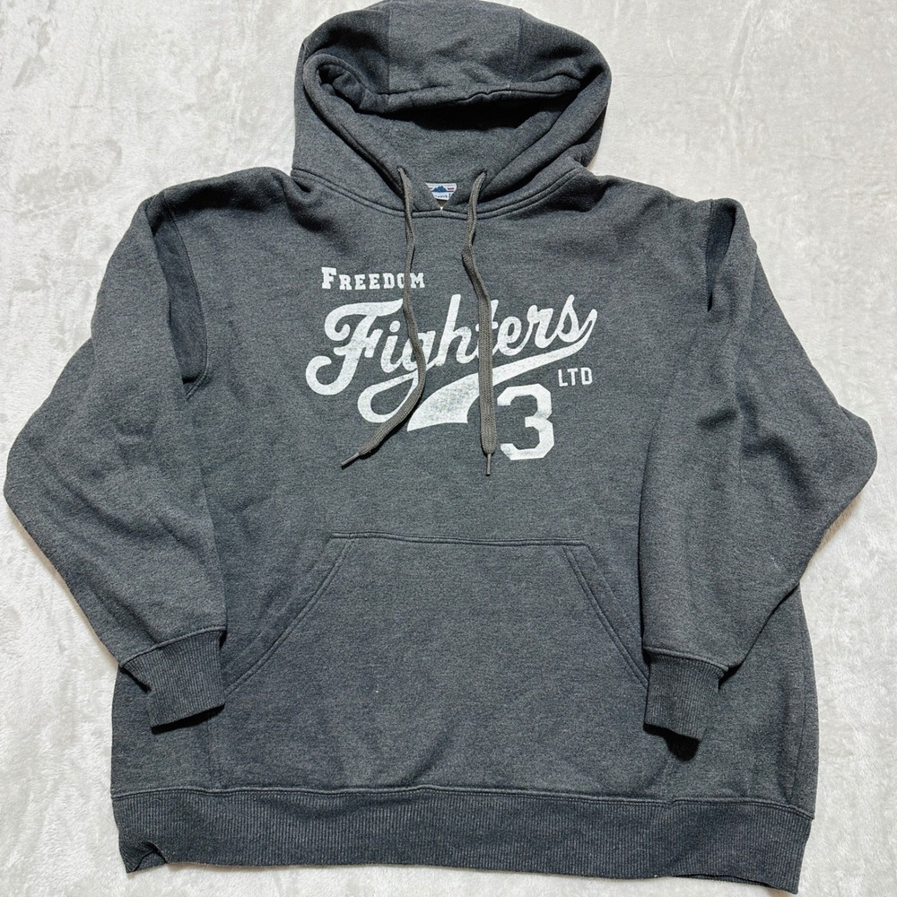 Sansegal Freedom Fighters LTD 3 Hoodie Mens XL Charcoal Gray Vintage 90s Graphic